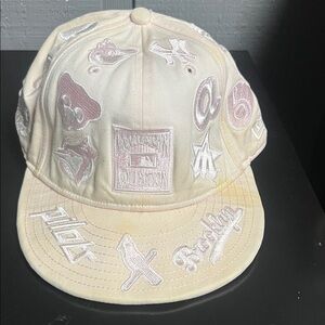 New Era Cream Cap with Embroidered Logos